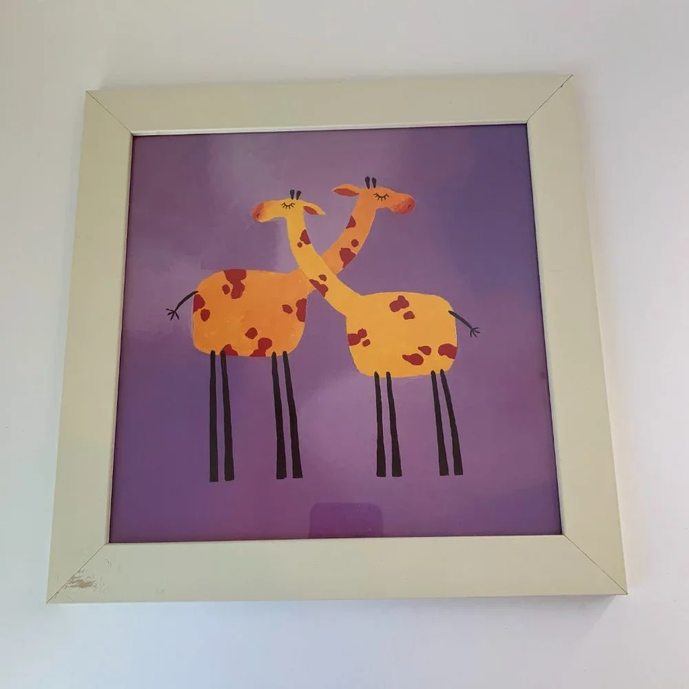 Ikea Smarr Giraffe Print Hanging Picture White Frame Wall Art Purple